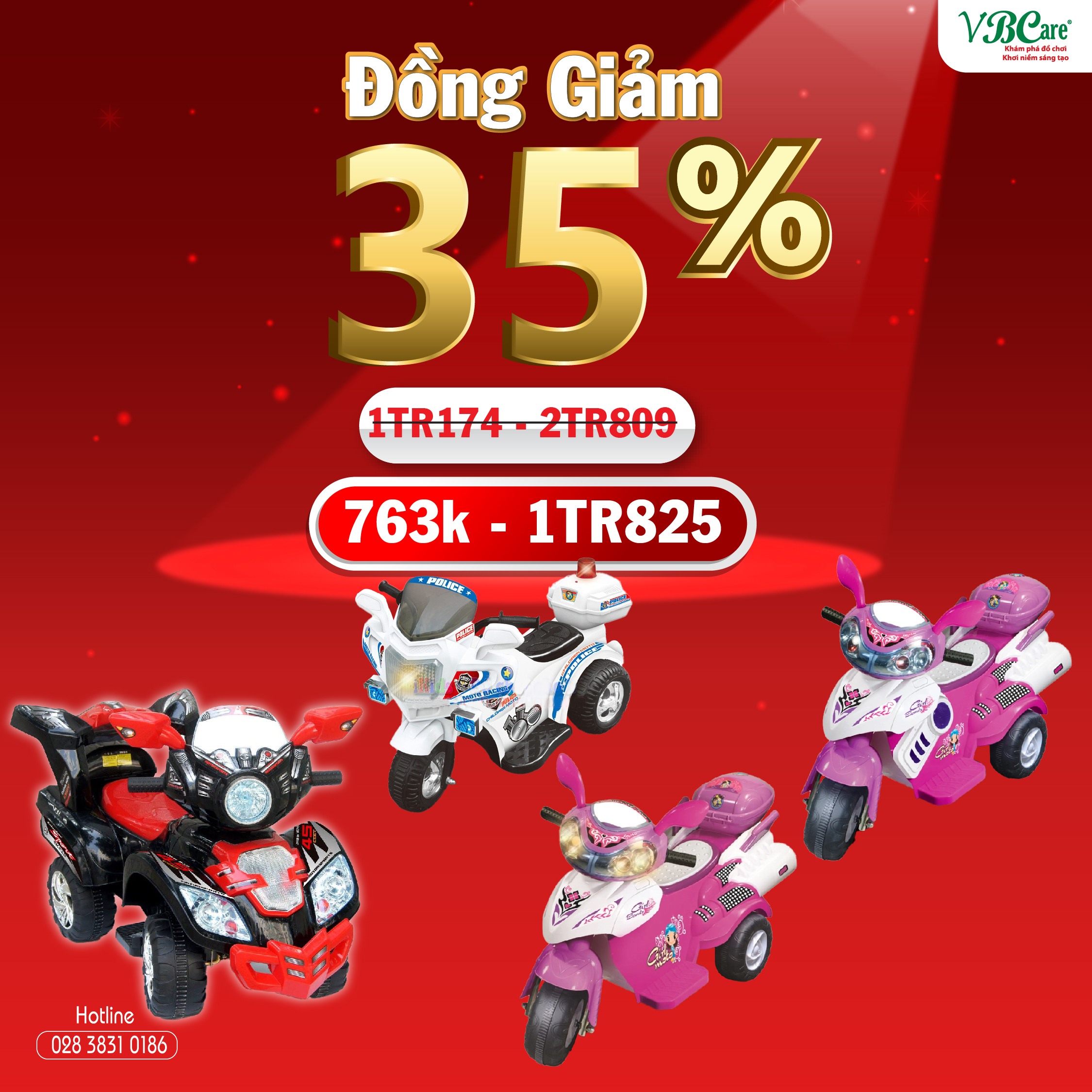 Đồ chơi rào banh, cầu trượt, xe chòi chân, xe điện bình, xe lắc, xe đạp