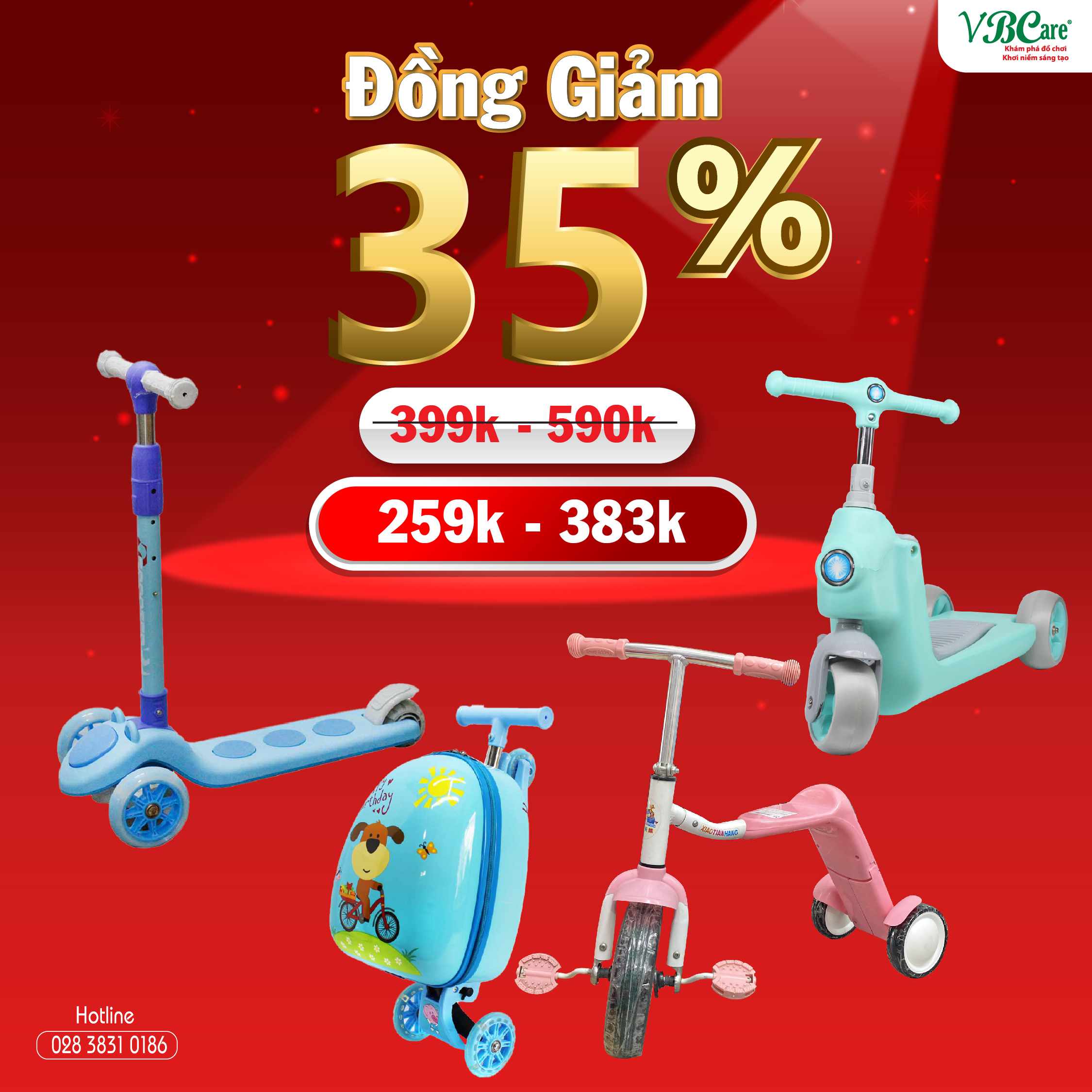 Đồ chơi rào banh, cầu trượt, xe chòi chân, xe điện bình, xe lắc, xe đạp