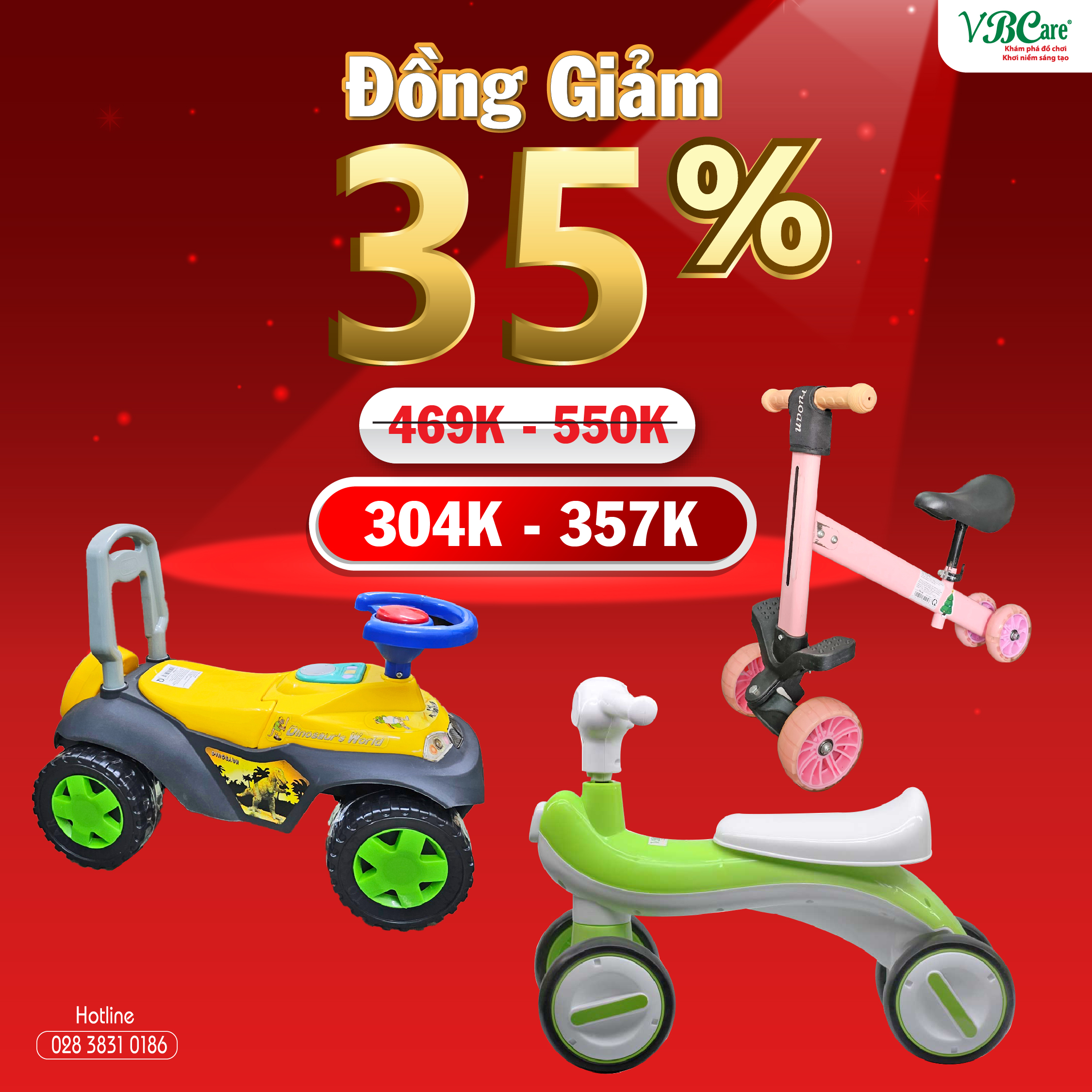 Đồ chơi rào banh, cầu trượt, xe chòi chân, xe điện bình, xe lắc, xe đạp