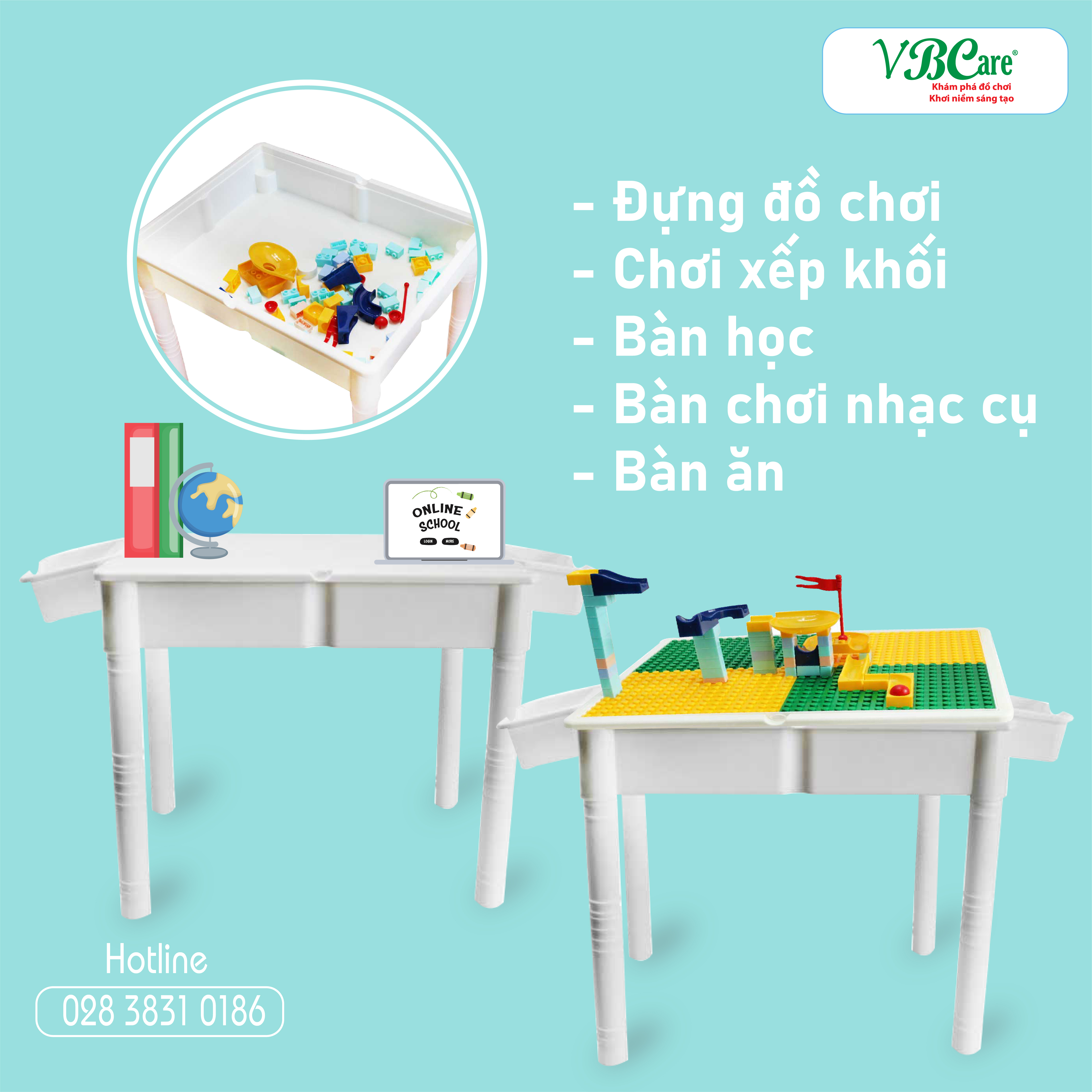 bàn lego, ban lego, bàn học xếp khối, ban hoc xep khoi